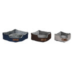 Pat pentru animale de companie DKD Home Decor Maro Bej Bleumarin 60 x 60 x 20 cm Pat pentru animale de companie DKD Home Decor Maro Bej Bleumarin 60 x 60 x 20 cm