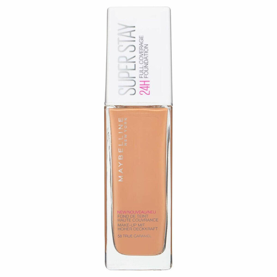 Fond de ten Fluid Superstay Maybelline Full Coverage 58-true caramel (Recondiționat A+)