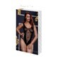Fischnetz Jacquard V Teddy Queen Gr&#246;&#223;e Baci Lingerie BW3134-BLKQS Schwarz XL Queen