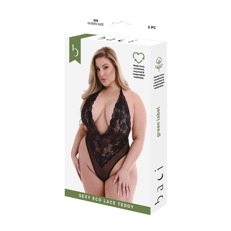 Unterwäsche Set Baci Lingerie Eco Lace Teddy Schwarz (Queen)