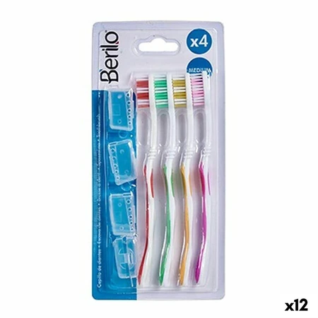 Cepillo de Dientes Berilo AR1410003 Amarillo Azul Rojo Rojo Verde (12 Unidades)