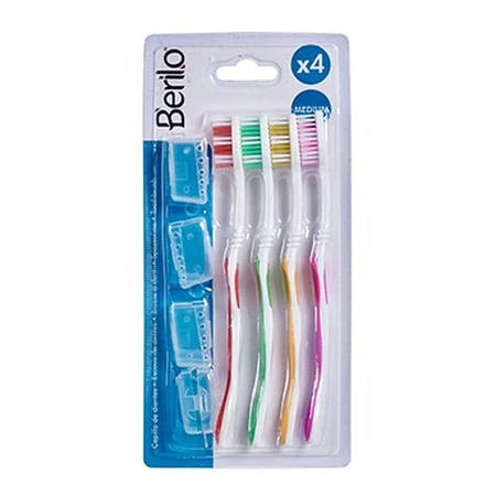 Cepillo de Dientes Berilo AR1410003 Amarillo Azul Rojo Rojo Verde (12 Unidades)