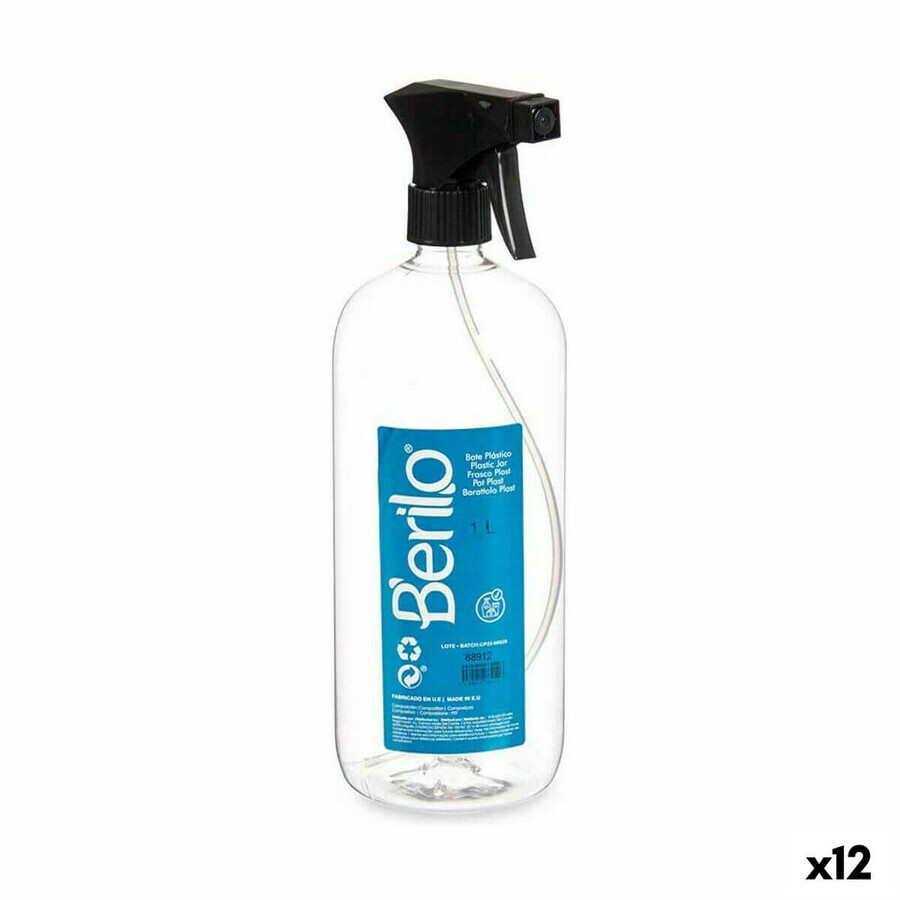 Atominis buteliukas Berilo SE1325 Negru Plastic Transparent 1 L (12 Unități)