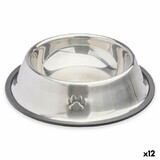 Dispozitiv de hrănire pentru câini Mascow 310 Gri Argintiu Gumă Metal 22 x 6 x 22 cm (12 Unități)