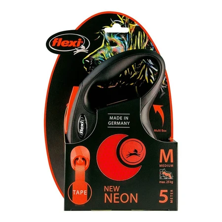 Lesă pentru câine Flexi NEW NEON 5 m Portocaliu Mărimea M