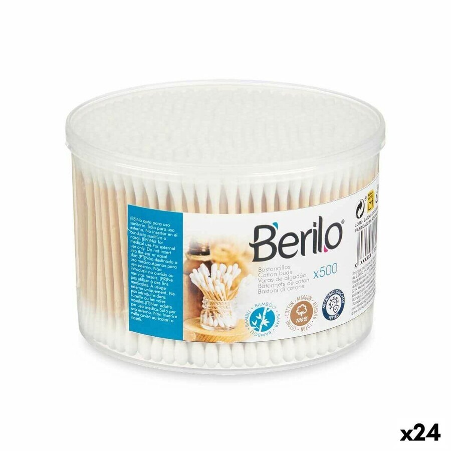 Wattenstaafjes Berilo BT500PPD Wit Bruin Katoen Bamboe (24 Eenheden)