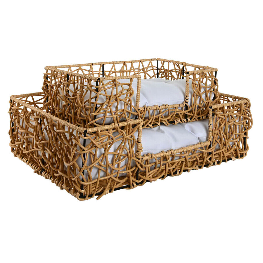 Pat pentru animale de companie Home ESPRIT Alb Maro Deschis Metal ratan sintetic 50 x 35 x 14 cm (2 Piese) Pat pentru animale de companie Home ESPRIT Alb Maro Deschis Metal ratan sintetic 50 x 35 x 14 cm (2 Piese)