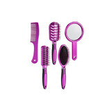 Set de pieptene / perii Oglindă Negru Mov Plastic
