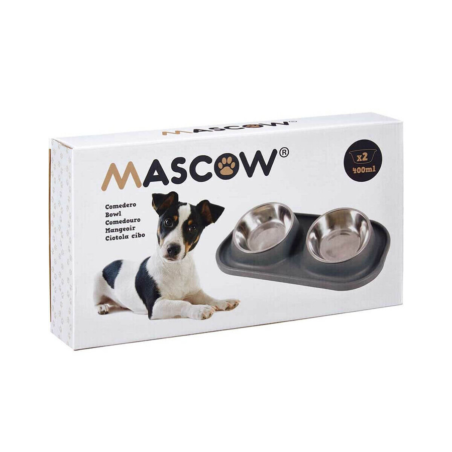 Ciotola per cani Mascow 317 Azzurro Metallo 40 x 8,5 x 22 cm Doppia