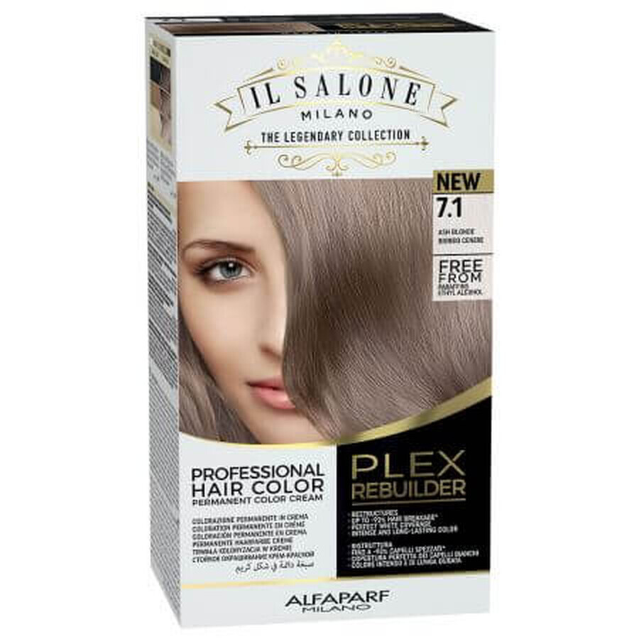 Permanent Haarkleur 7.1 Asblond Plex Plex Rebuilder Il Salone, 43 ml+70 ml+15 ml+15 ml, Alfaparf