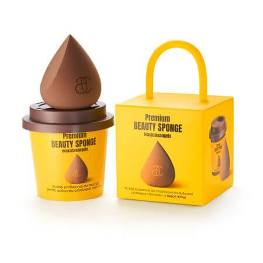 Buretel pentru aplicarea machiajului GlamSquad Pro Sponge Brown, 1 bucata, Cucuta Beaty