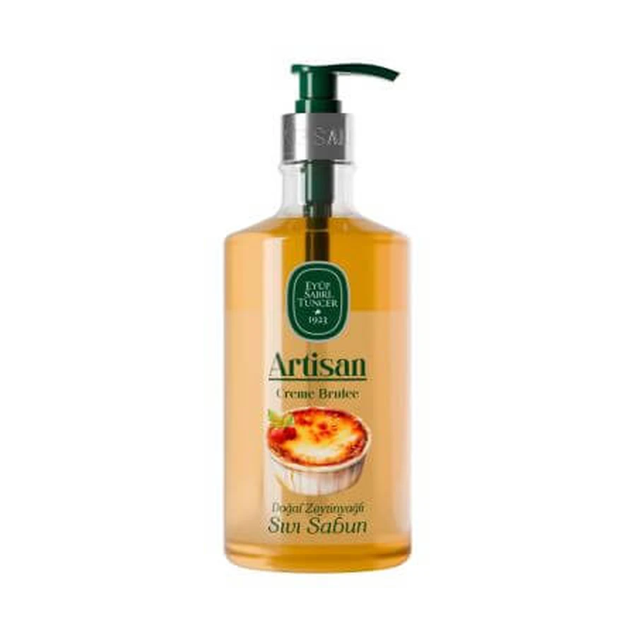 Creme Brulee Kunsthandwerkliche Flüssigseife mit natürlichem Olivenöl, 600 ml, Eyüp Sabri Tuncer