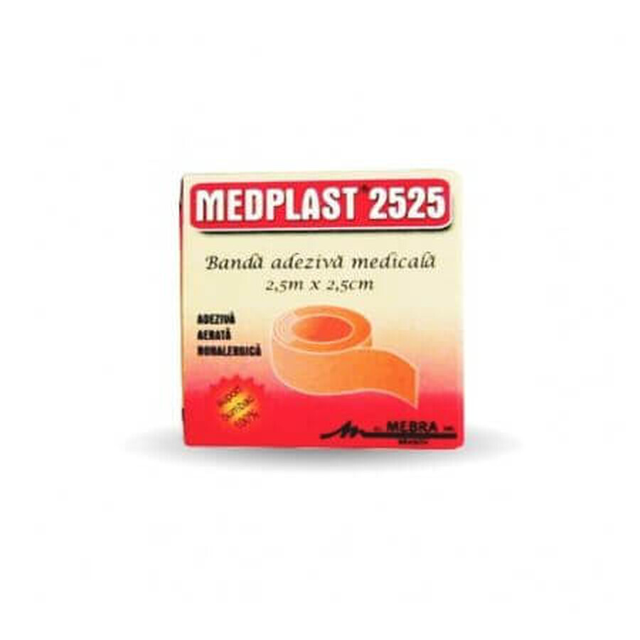 Nastro adesivo Medplast 2525 per il fissaggio di medicazioni, 2,5 cm x 2,5 m, Mebra