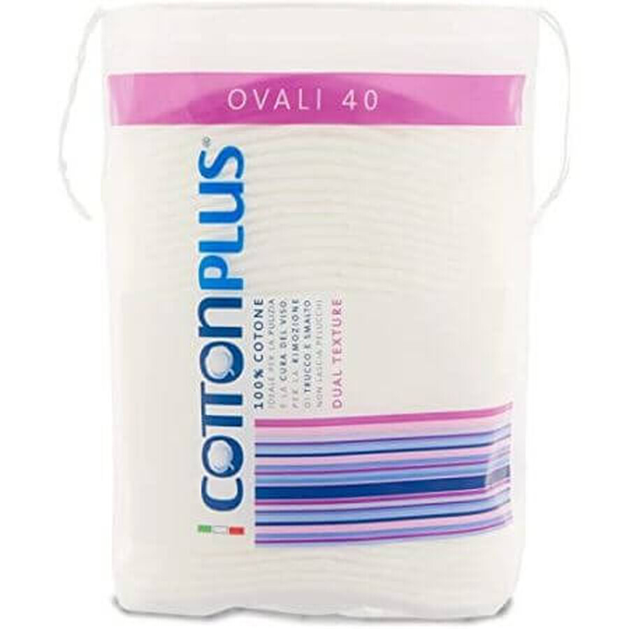 Oval cleansing pads 9x7 cm, 40 pieces, Cotton Plus