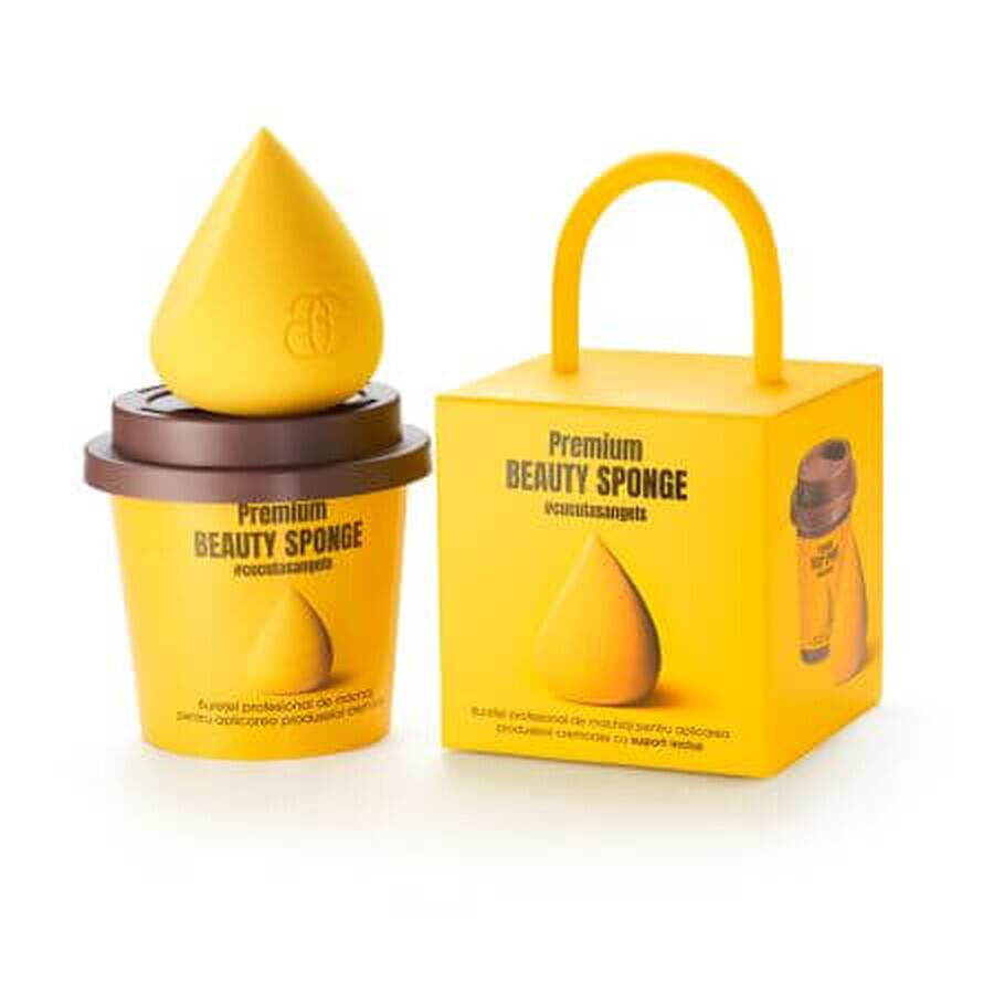 Buretel pentru aplicarea machiajului GlamSquad Pro Sponge Yellow, 1 bucata, Cucuta Beaty