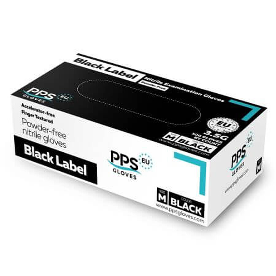 PPS Black Label PPS zwarte nitril handschoenen, maat M, 100 stuks, PPS Handschoenen