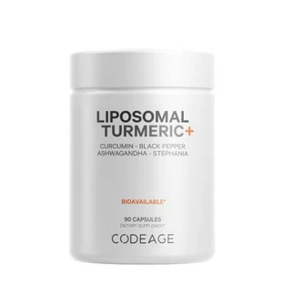 Curcuma liposomal fermenté avec poivre noir, curcumine et gingembre CodeAge, 90 gélules, GNC, GNC