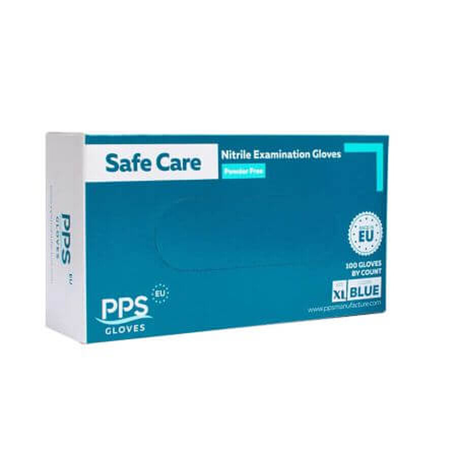 Safe Care PPS Blaue Nitrilhandschuhe Größe XL, 100 Stück, PPS Handschuhe