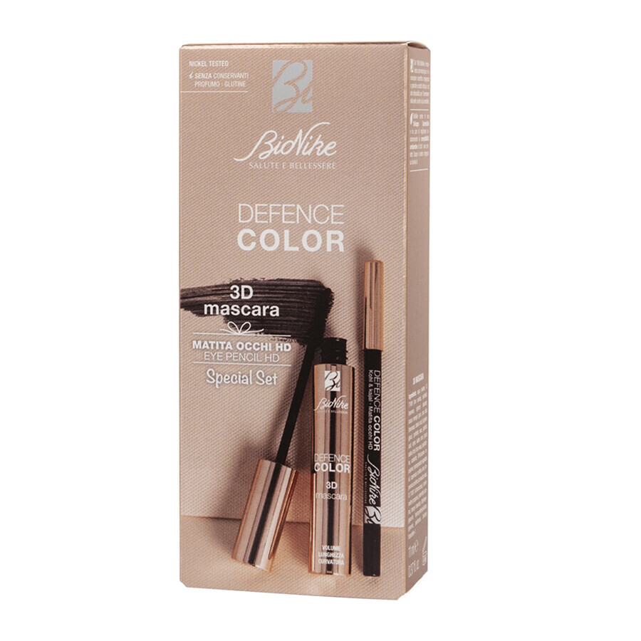 Set Mascara + Eye Contour Pencil 301 black Defence Color 3D 3D Kohl & Kajal HD, Bionike