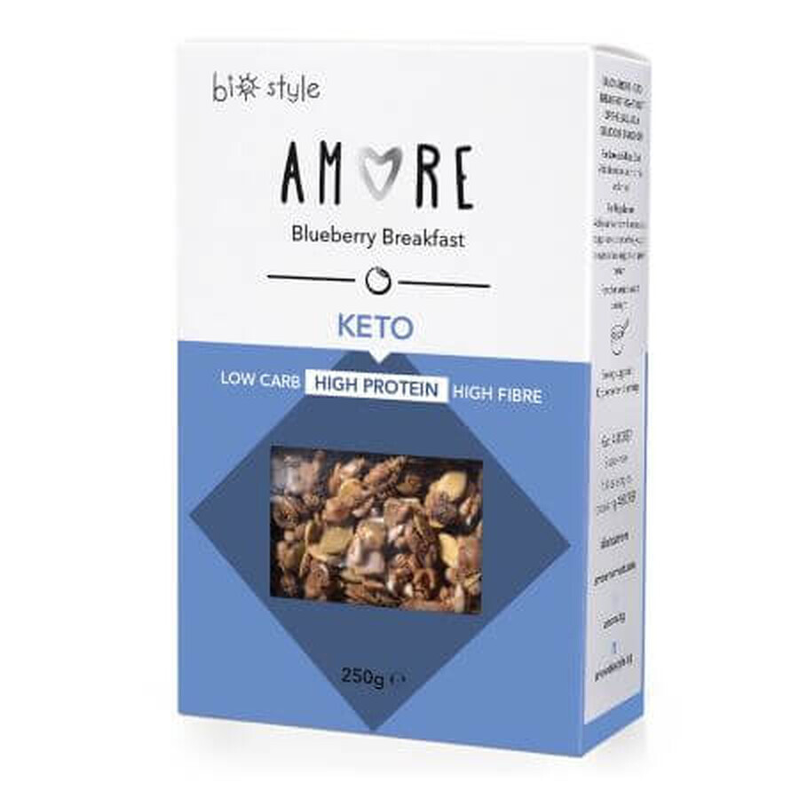 Keto cereal with blueberries, high in protein, 250 g, Amore