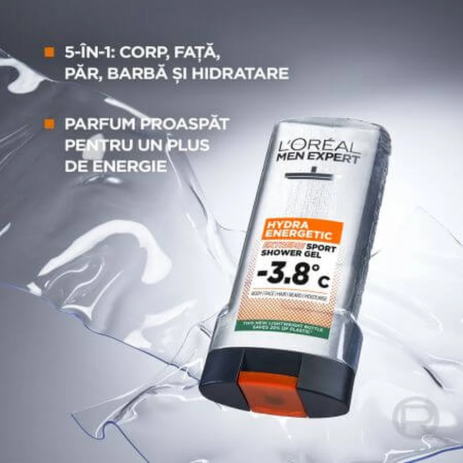 Gel de ducha Hydra Energetic Extreme Sport Men Expert para hombre, 300 ml, LOreal