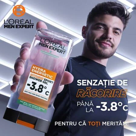 Gel de ducha Hydra Energetic Extreme Sport Men Expert para hombre, 300 ml, LOreal