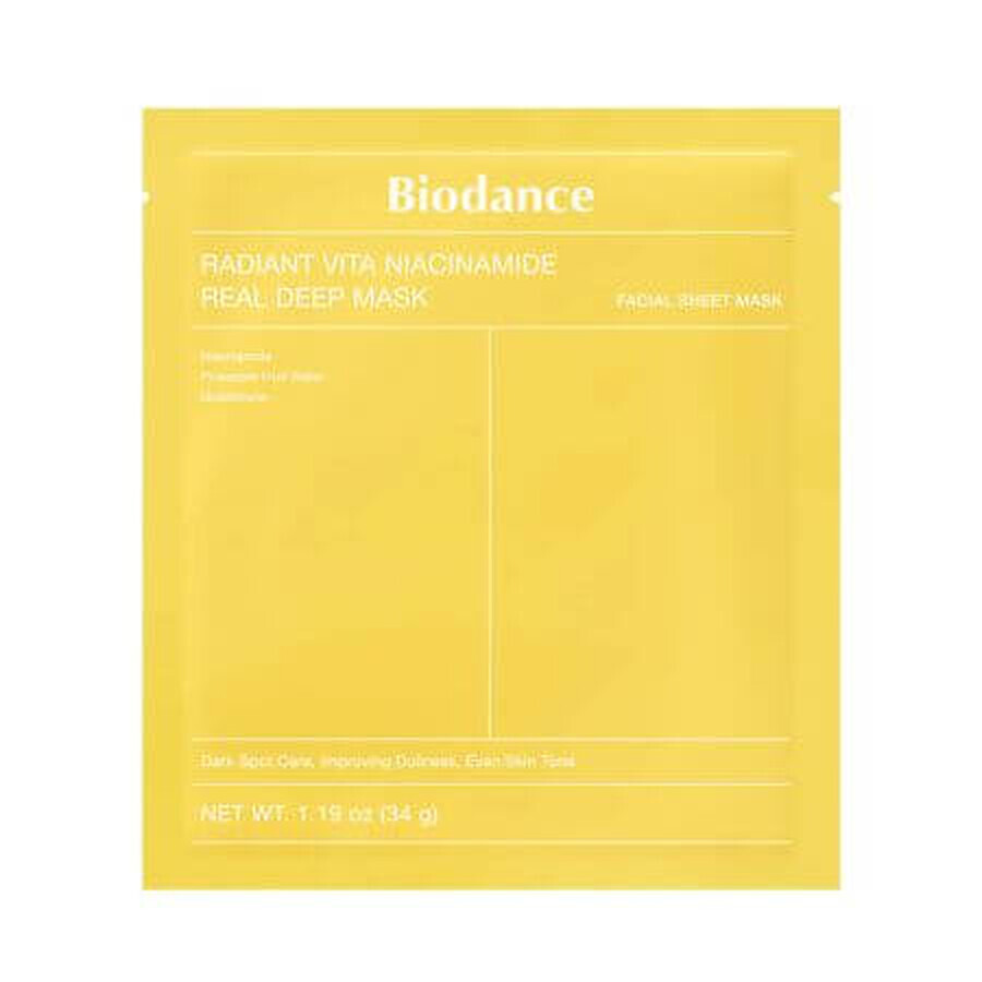 Niacinamide mask Radiant Vita Niacinamide Real Deep Mask, 34 g, Biodance