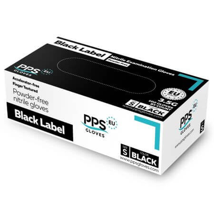 Black Label PPS Black Label PPS black nitrile gloves, size S, 100 pieces, PPS Gloves