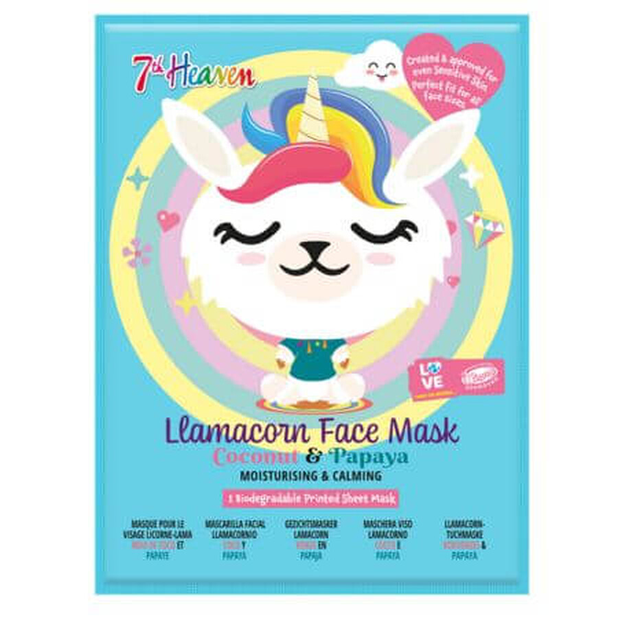 Masque pour adolescents Llamacorn 7th Heaven, 1 pièce, Montagne Jeuness