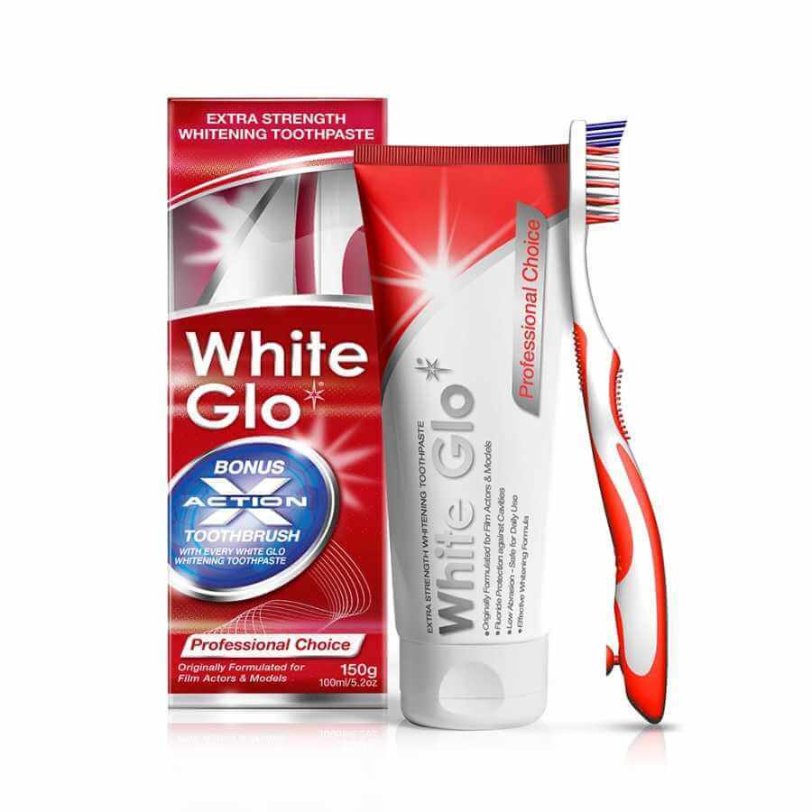 White Glo Professional Choice Whitening Toothpaste, 100ml + toothbrush
