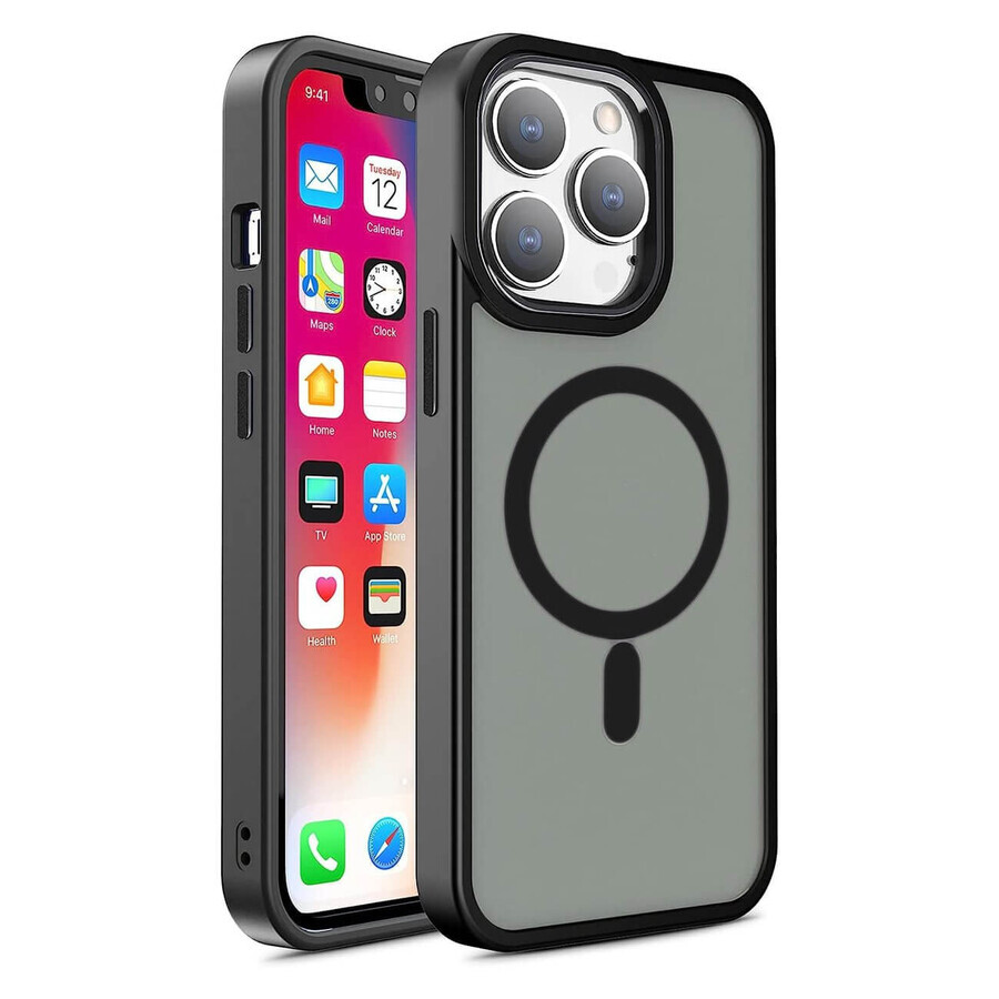 Carcasă magnetică cu MagSafe Color Matte Case pentru iPhone 15 - negru