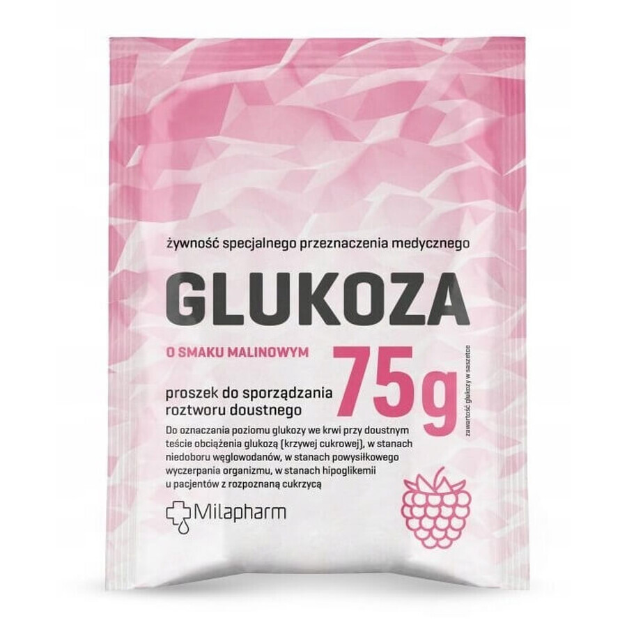 Raspberry flavored glucose powder, 75 g