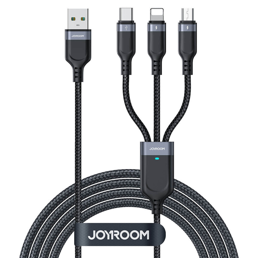 Joyroom Multi-Use Serie S-A18 3in1 USB-A - Lightning / USB-C / micro USB Kabel 1.2m - schwarz