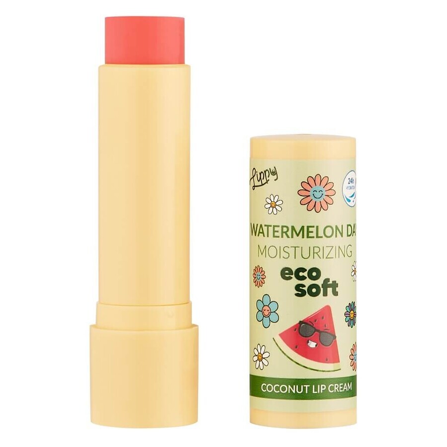 Ecosoft Lippy Day Crema labbra al cocco e anguria, 4,8 g
