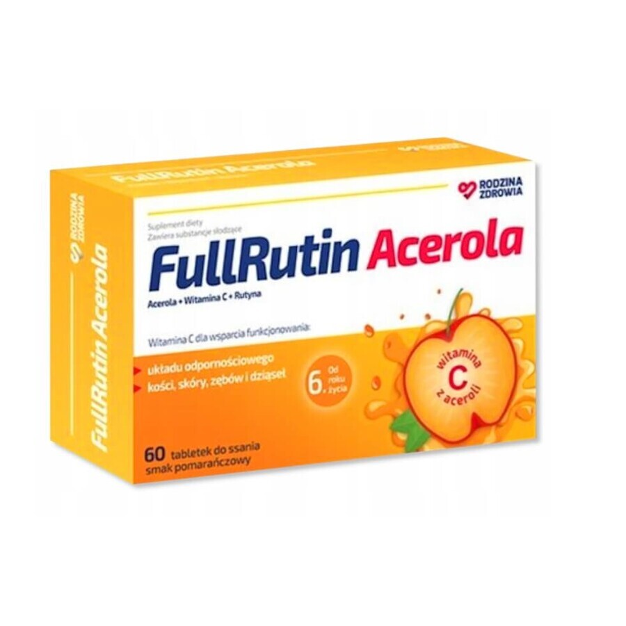 Boutique Family Health Fullrutin Acerola, goût orange, 60 comprimés Family Health Fullrutin Acerola, goût orange, 60 comprimés