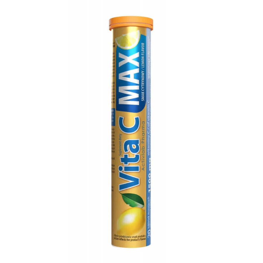 Buy ActivLab Pharma Vita C Max lemon flavor, 20 effervescent tablets ActivLab Pharma Vita C Max lemon flavor, 20 effervescent tablets