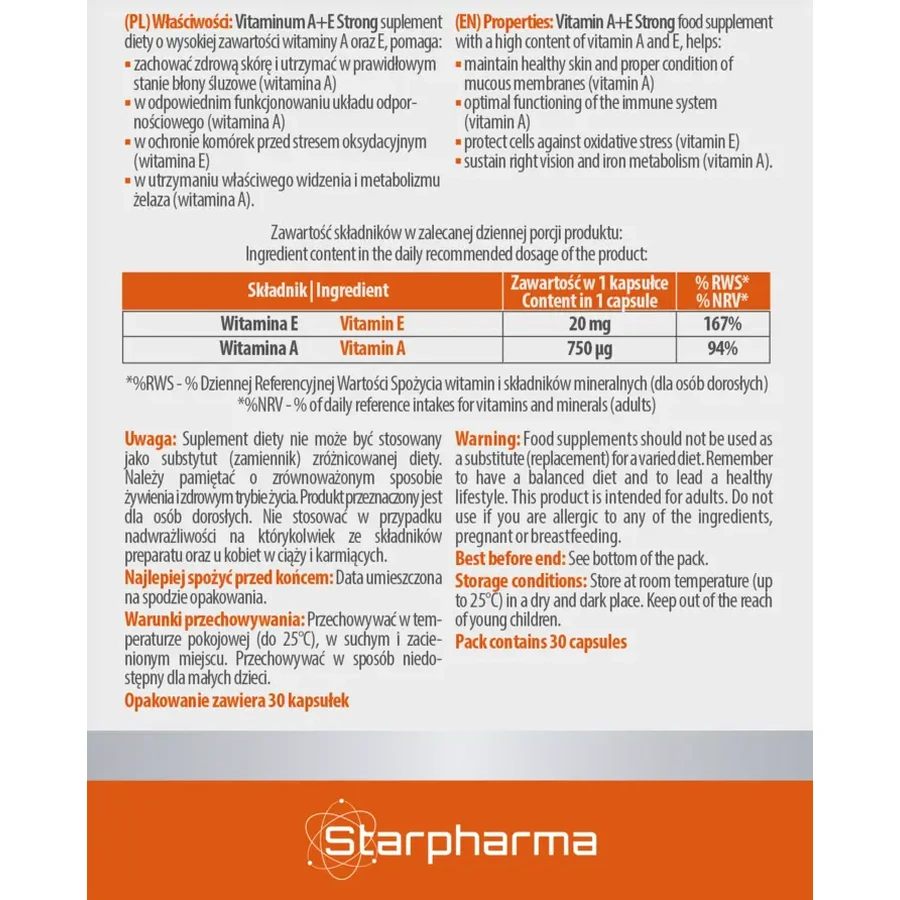 Vitaminum A+E Strong, 30 Kapseln