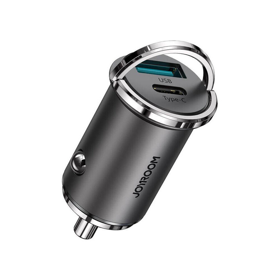 Joyroom rápido USB Tipo C / USB 45 W 5 A Power Delivery Quick Charge 3.0 AFC SCP cargador de coche gris (C-A35)
