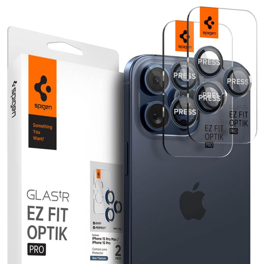 Spigen Optik.tR EZ Fit Camera Protector for iPhone 14 Pro / Pro Max / 15 Pro / Pro Max - titanium blue 2 pcs.