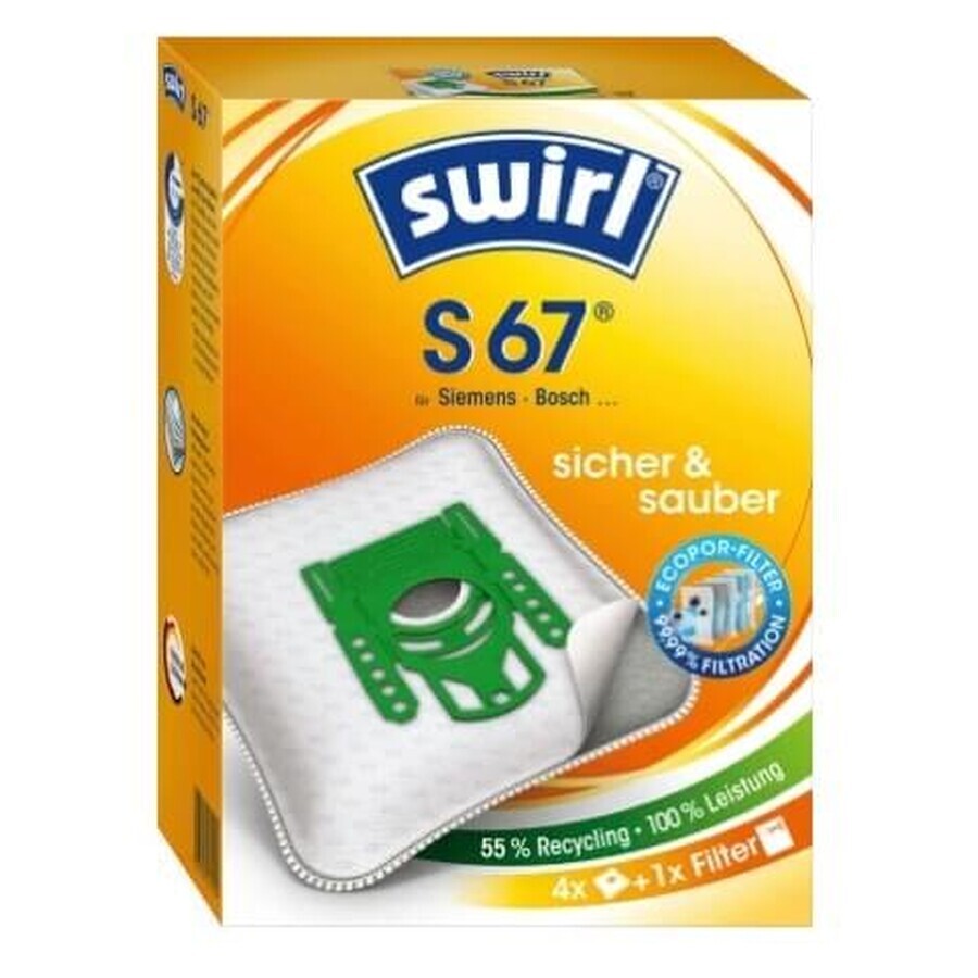 Winkel op Swirl, S 67 MicroPor Plus, stofzuigerzakken, Siemens, Bosch, 4 stuks Swirl, S 67 MicroPor Plus, stofzuigerzakken, Siemens, Bosch, 4 stuks