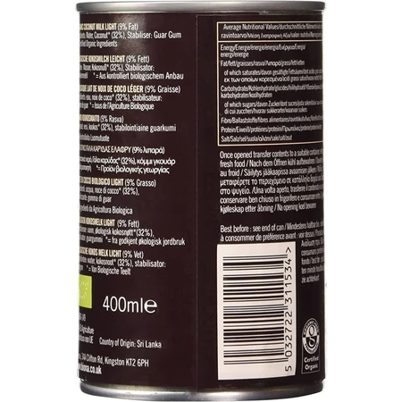 Kokosnussmilch Leicht Bio, 400 ml, Biona