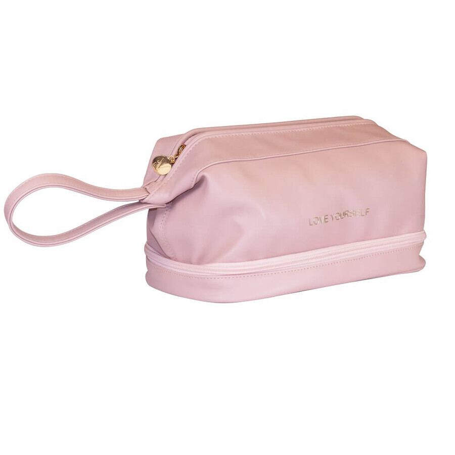 Inter Vion Borsa per cosmetici imbottita in rosa tenue con organizer