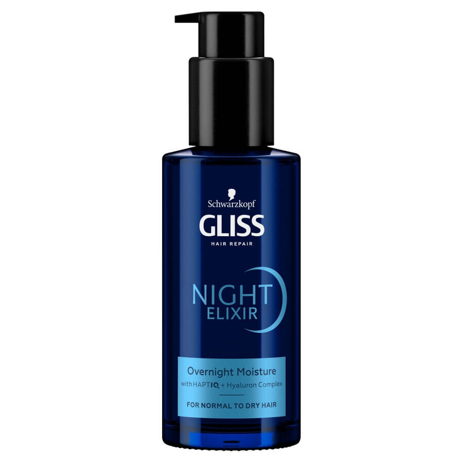Gliss Traitement de nuit hydratant sans rinçage pour cheveux normaux et secs, 100ml