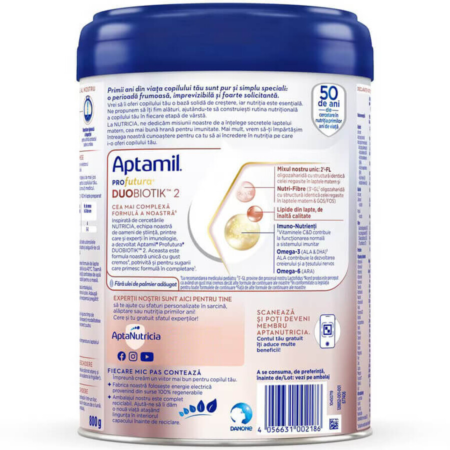 ProFutura 2 Duo Biotik Lait de suite 6 - 12 mois, 800 g, Aptamil