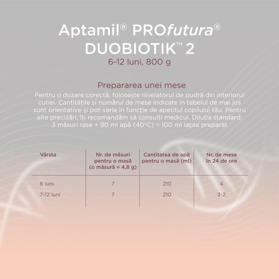 ProFutura 2 Duo Biotik Lait de suite 6 - 12 mois, 800 g, Aptamil
