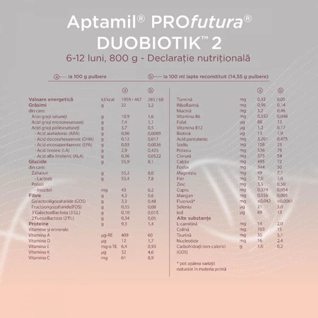 ProFutura 2 Duo Biotik fórmula, 6 - 12 meses, 800 g, Aptamil