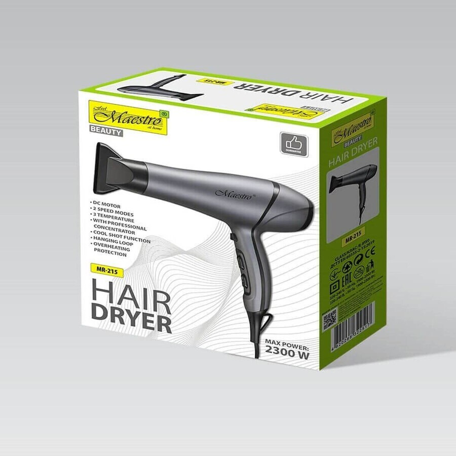 Hairdryer Feel Maestro MR-215 Black Graphite 2300 W