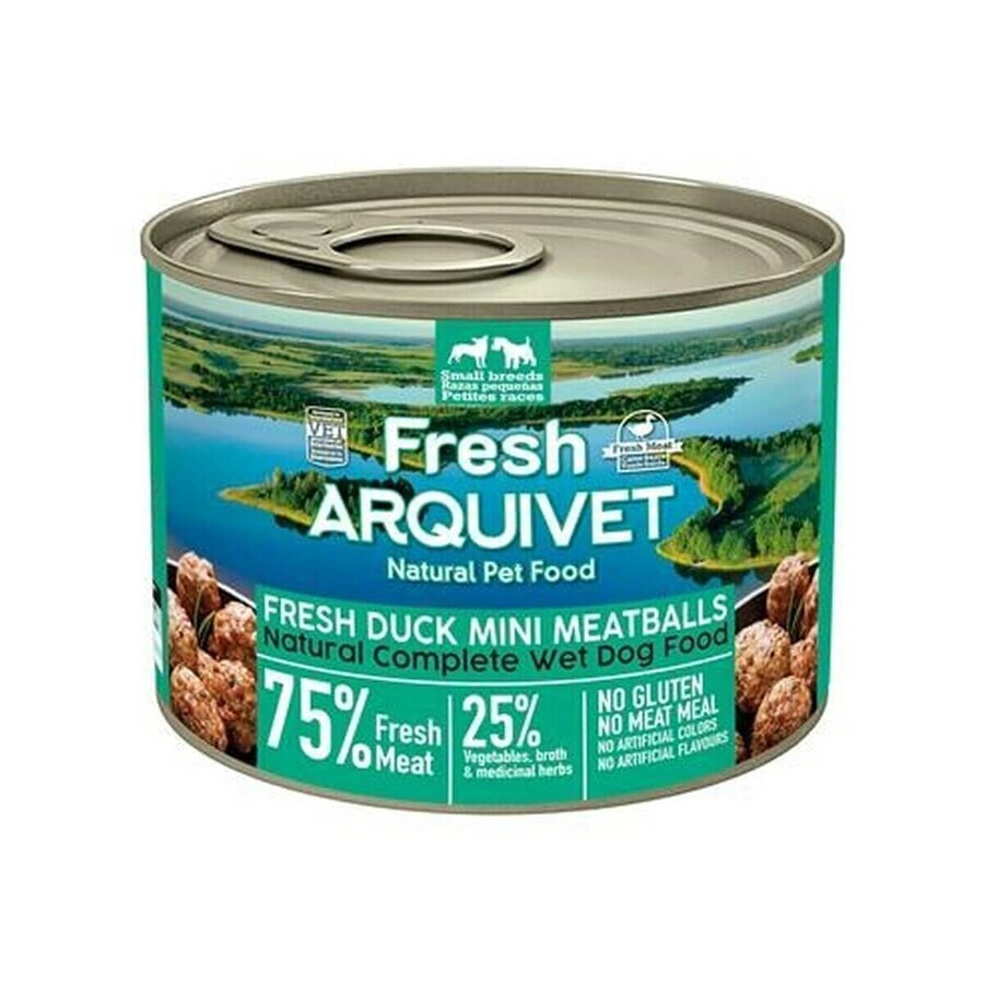 Hrană umedă Arquivet Mini chifteluțe proaspete de rață 200 g