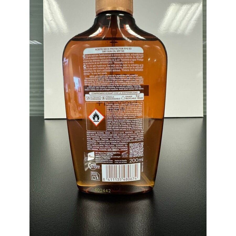 Zonnebrandolie Ecran Sunnique Broncea+ 200 ml Spf 50