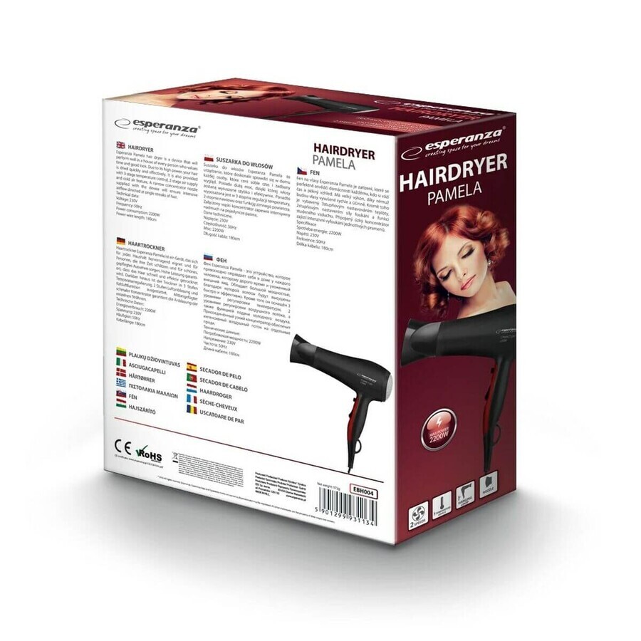 Uscător de Păr Esperanza EBH004K Negru 2200 W